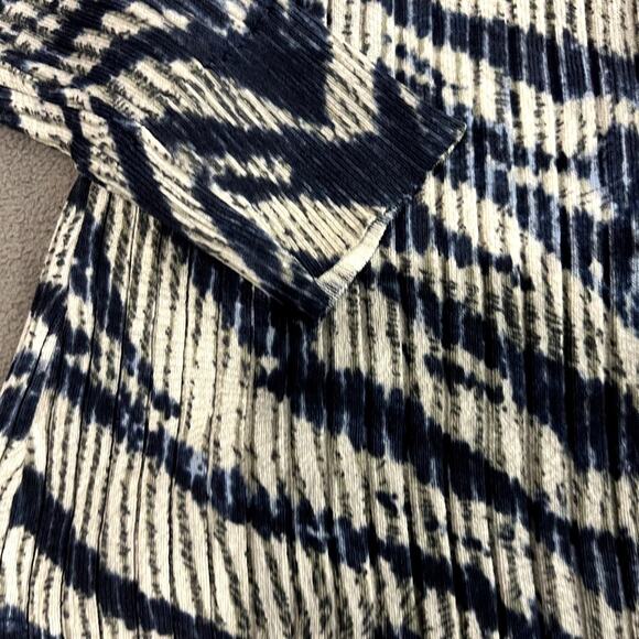 Cache Vintage Zipper Blue Zebra Print Long Sleeve Blouse Size L - Picture 5 of 7